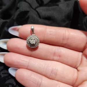 Diamond Accent Beaded Cluster Pendant In Sterling Silver